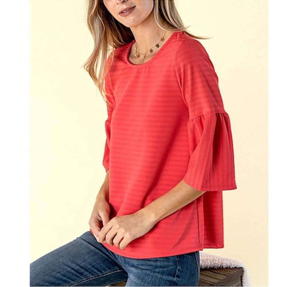 Bell Sleeve Textured Blouse M-L